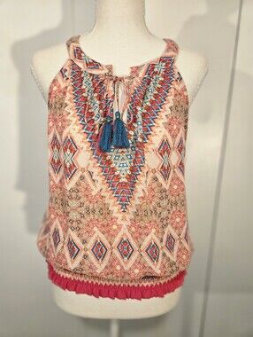 Rose & Olive Pink Multi-Pattern Sleeveless Tank Top